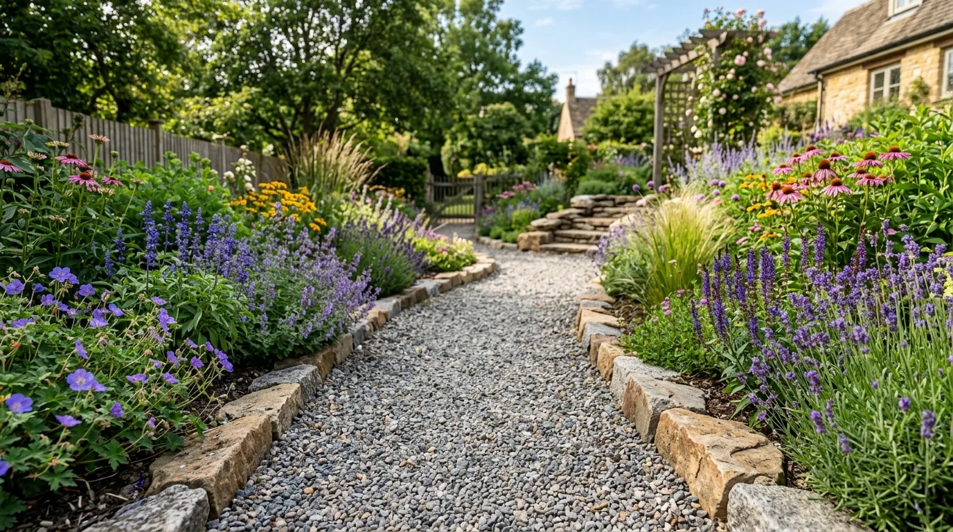 Front Yard Gravel Bed With Shrubs